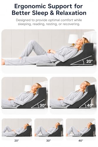 Adjustable Wedge Pillow for Sleeping Back Support Acid Reflux GERD Snoring