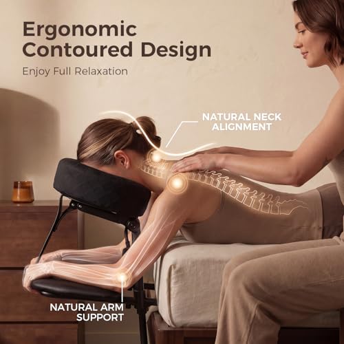 Adjustable Bed Massage Headrest with Armrest & Face Cradle - Black