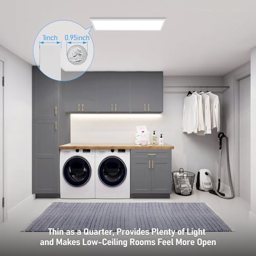 LED Flat Panel Light 2-Pack 4ft 120V Flush Mount Anti-Glare Dimmable White-3CCT
