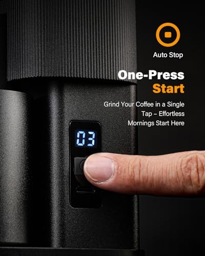 All-Metal Single-Dose Coffee Grinder Black – Quiet Burr Espresso Machine with 80 Settings