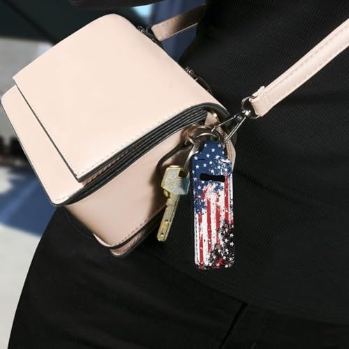 SEANATIVE 5 Pcs Women's Chapstick Holder Keychain Clip-on Sleeve Chapstick Pouch Keychains Lipstick Holder Lip Balm Holster