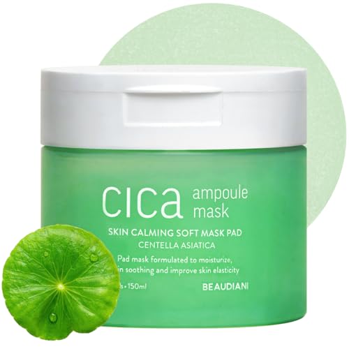BEAUDIANI CICA Ampoule Mask Pads (Spot Mask) ? Round Pre-Soaked Calming Pads with 3,026 PPM Centella Asiatica, 5-Hyaluronic Acid & Peptide Complex, Low-Irritation Tested, 100 Pads / 150ml