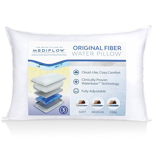 Mediflow Water Pillow Single Pack - Adjustable Neck Support for Sleep & Pain Relief