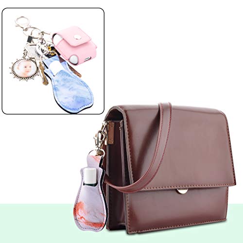 CM Clip-on Chapstick Sleeve Lip Balm Holder Neoprene Lipstick Holder Keychain Travel Accessories (Marble Patterns (4 Pcs))