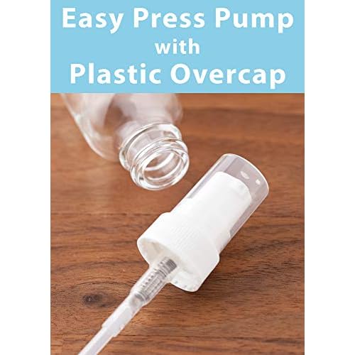 JUVITUS 1 oz / 30 ml Clear Glass Boston Round Bottle with White Treatment Pump (24 pack) + Funnel