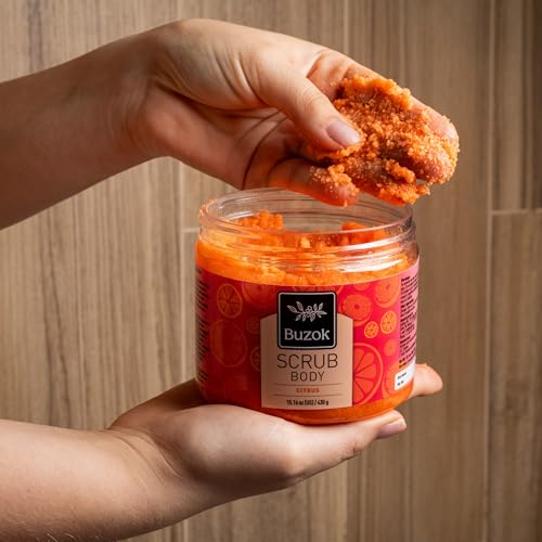 Citrus Body Scrub ? Exfoliating Salt Scrub for Body Cleansing & Smoothing ? Fresh Citrus Scent ? For Shower & Bath Use