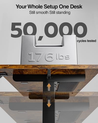 Acrolix 40x24 Electric Standing Desk with Cable Management, Rustic Brown