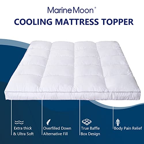 Queen Cooling Plush Mattress Topper with Pillow Top - White, 3-Inch Thick
