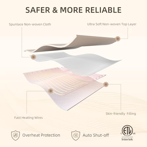 White King Size Electric Heated Mattress Pad 78x80 Dual Control Sleep Comfort