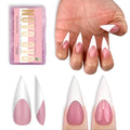 Medium/Long White French Tip Sharp Stiletto Nail Tips Berry Pink 160 Pcs