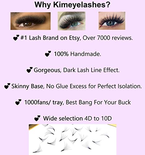 Premade Eyelash Extensions Fans 4 Lengths 9-12mm, 11-14mm, 13-16mm D Curl Wispy 5D 0.07mm - 9mm-12mm Variation