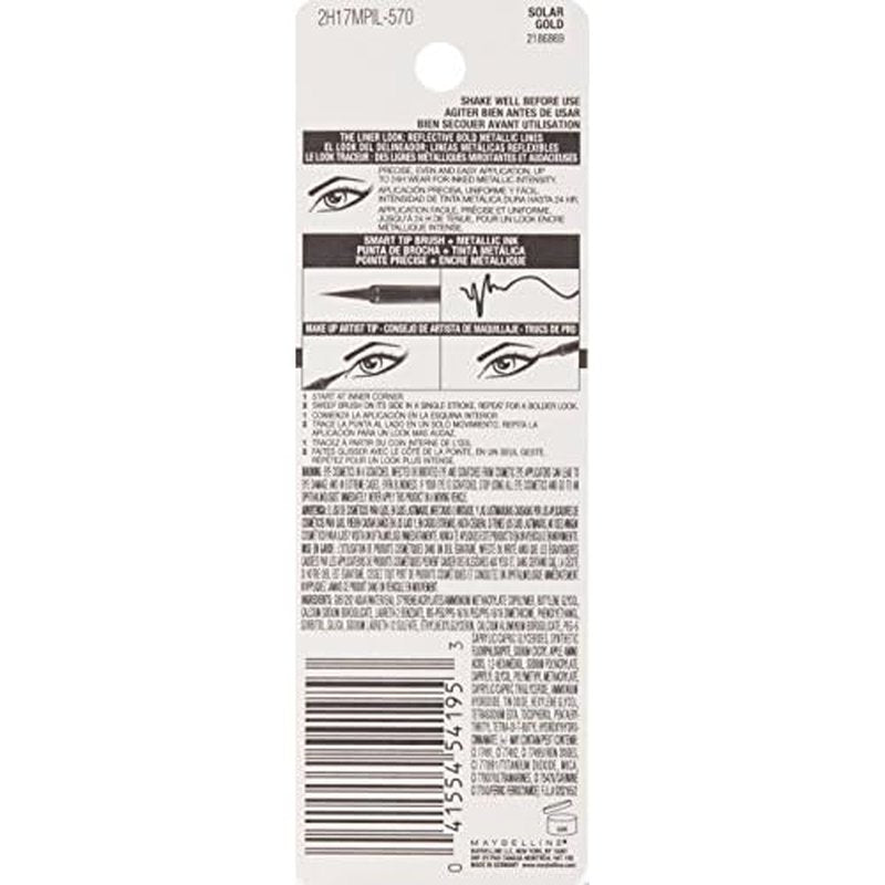 Maybelline New York Master Precise Ink Metallic Liquid Liner, Solar Gold, 0.06 Fluid Ounce