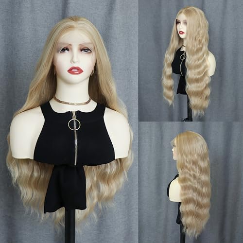 Blonde Long Wavy Synthetic Lace Front Wig with Middle Part - Golden Variation