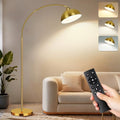 Arc Floor Lamp for Living Room & Bedroom - 72-Inch Gold Modern Tall Reading Lamp with Remote & Dimmable LED Bulb