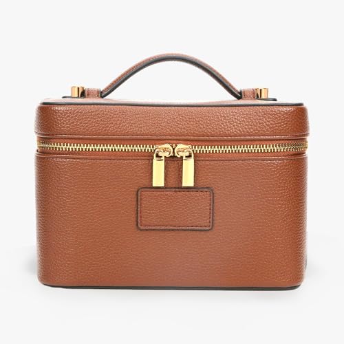 AnBlack Light Brown Makeup Bag Vanity Case with Removable Divider Travel Organizer