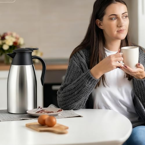 4Pcs 68Oz Insulated Coffee Carafes Set Double Walled Stainless Steel Keeps Hot 12H Cold 24H With Brushes