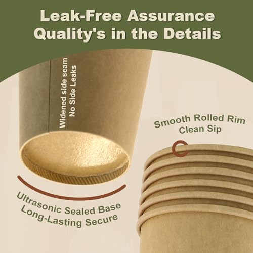 600 Pack Disposable Coffee Cups 8oz Leak-Proof Paper Cups for Hot & Cold Drinks
