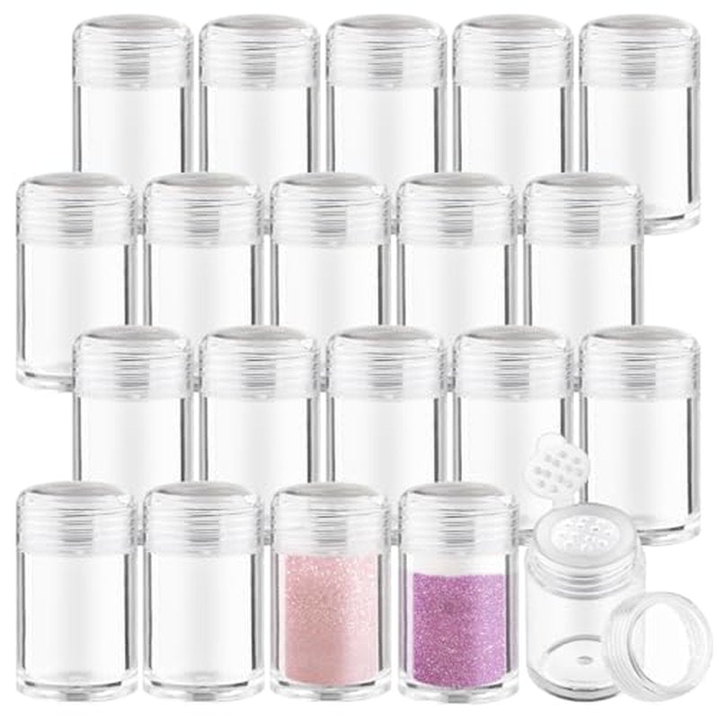 20 Pcs 10g Loose Powder Jar Plastic Refillable Face Powder Case Transparent Travel Cosmetic Container with Sifter - Clear Lid