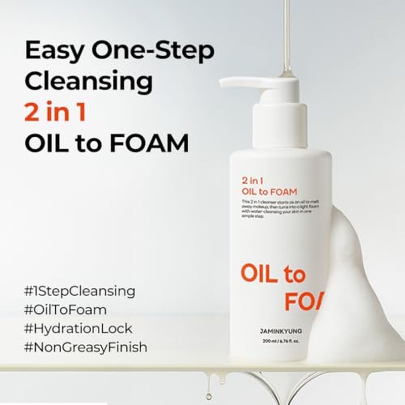1-Step Cleansing Oil-to-Foam, Cleanser for Face, Makeup Blackhead Remover, Pore Minimizing, Korean Skin Care 6.76 fl oz
