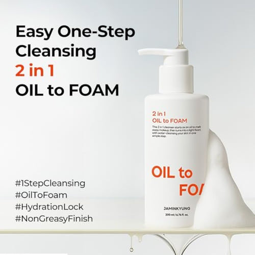 1-Step Cleansing Oil-to-Foam, Cleanser for Face, Makeup Blackhead Remover, Pore Minimizing, Korean Skin Care 6.76 fl oz