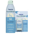 Coppertone Pure and Simple Mineral Sunscreen Spray SPF 50 (5 Oz) + Sunscreen Stick SPF 50 (0.49 Oz) with Zinc Oxide Protection, Hypoallergenic, Fragrance Free
