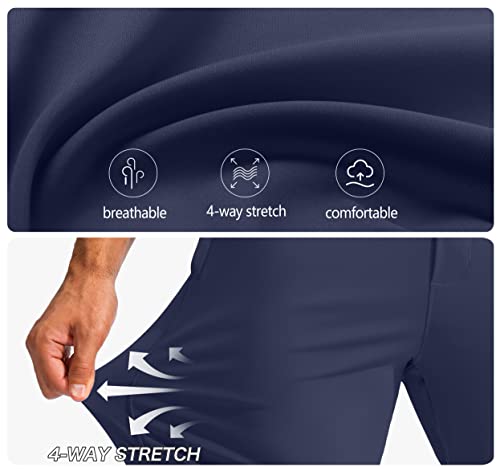 Men's Golf Pants - Stretch Sweatpants with Zipper Pockets, Medium Navy