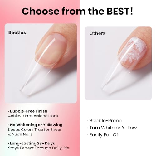 Beetles Press On Nail Glue Quick-Drying 10ml Super Strong Nail Glue, Brush on Glue for Acrylic & Fake Nails, No Uv Light Needed, Long Lasting Spring Nails, DIY Home Manicure