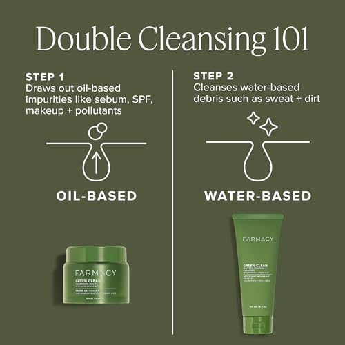 Farmacy Deep Double Cleanse Skincare Gift Set - Green Clean Makeup Remover & Foaming Face Wash for Oily Skin - Includes 2 Products