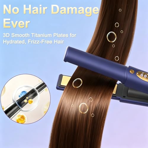Portable Cordless Hair Straightener & Curler 2-in-1 Mini Flat Iron for Travel