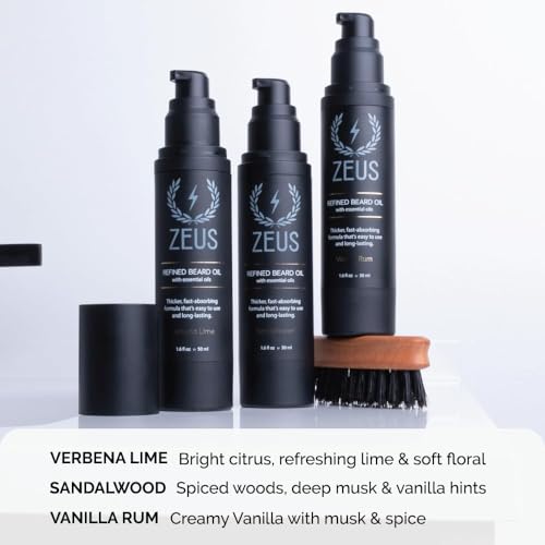 ZEUS Sandalwood Scented Beard Oil for Men 1.6 fl oz Natural Moisturizer