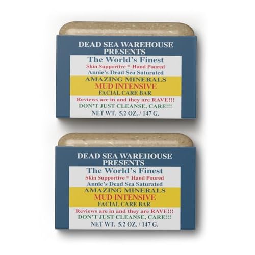 Dead Sea Warehouse ? Amazing Minerals Mud Intensive Facial Care Bar ? 5.2 OZ ? Dead Sea Mud Soap ? All Natural ? Oily Skin Deep Cleanser ? 2-Pack