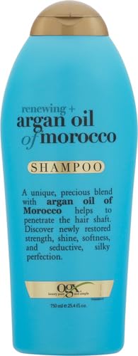 OGX Renewing + Argan Oil of Morocco Shampoo Pack of 2 - Damage Repair & Strengthen Dry Hair, 25.4 Fl Oz Each