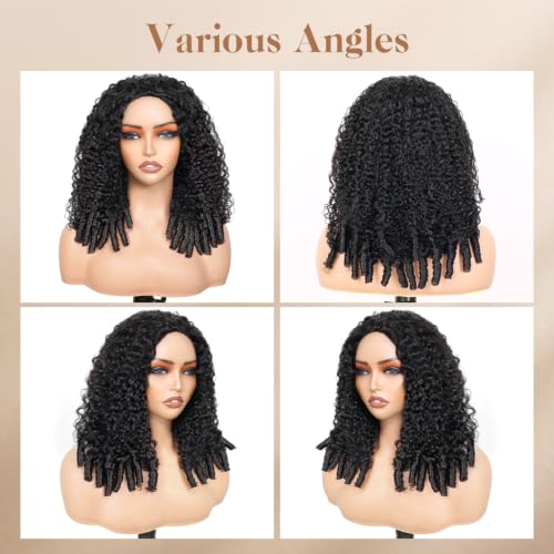 ALIDIDI 20 Inch Kinky Curly Human Hair Half Wig 3-in-1 Glueless Drawstring Style - Model Wig-7