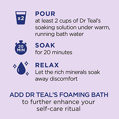 Dr Teal's Pure Epsom Magnesium Salt Soak, Soothe & Sleep with Lavender, 3 lb (Pack of 4)