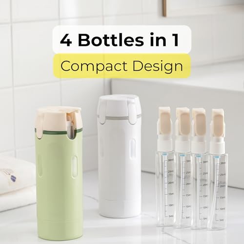 AURANEST 4-in-1 Travel Bottle Set Leak-Proof Refillable Toiletry Dispenser - Green, TSA Approved