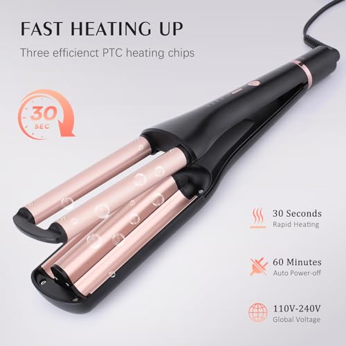 4 in 1 Adjustable Hair Waver Crimper Tool - Gold - Multi Wave Styles