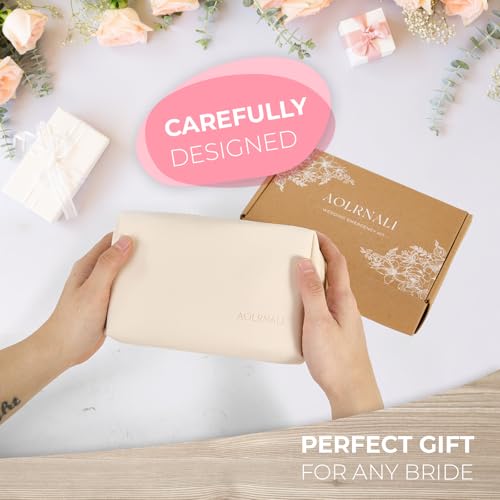 Beige Bridal Emergency Kit for Wedding Day - 30+ Essentials Travel & Makeup Bag
