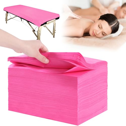 Disposable Massage Table Sheets 100 Pcs Pink 31x71 Inches - Soft & Waterproof