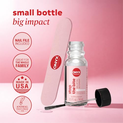 Onyx Professional Stop the Bite Nail Biting Prevention Polish, 0.5 Fl Oz - Made in USA, Stop Nail Biting, No Bite Nail Polish, Thumb Sucking Deterrent