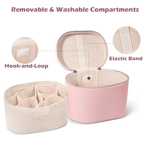 Large PU Leather Makeup Bag with Removable Washable Dividers - Travel & Organizer Case