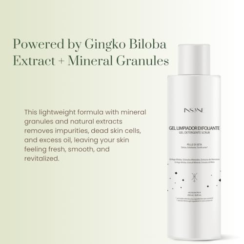Exfoliating Cleansing Gel with Mineral Granules for Sensitive Skin ? Purifies Pores, Smooths & Refines Skin with Ginkgo Biloba & Red Algae. Dermatologically Tested, Gentle Daily Use