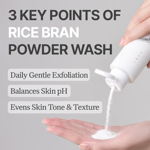 Rice Bran Powder Wash | Gentle Exfoliating Face Wash for Sensitive Skin | Vegan Enzyme Face Scrubber & Exfoliator for Sebum Control ? Product of Korea | 60 g (2.1 oz)