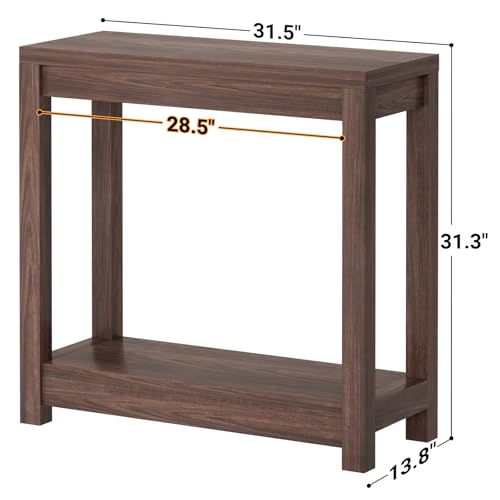 Besiost Farmhouse Narrow Console Table with Shelves - Black Walnut, 32" Entryway & Sofa Table