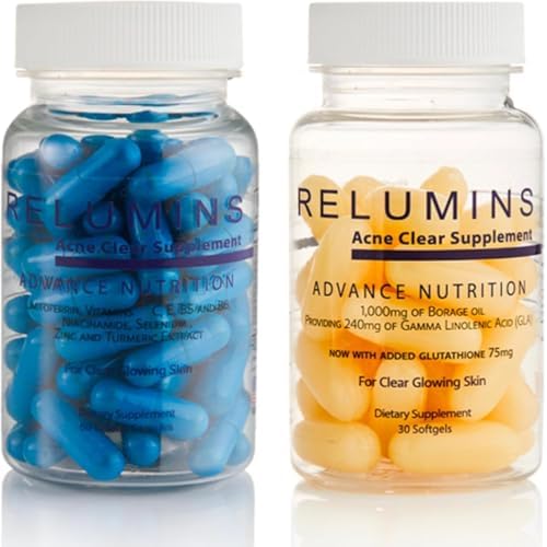 Relumins Dual Capsule Formula Spring Glow Essentials ? Natural Beauty Supplement with GLA, Borage Oil, Vitamin E, Zinc, Turmeric, and Hydrating Plant-Based Oils ? Supports Radiant Complexion
