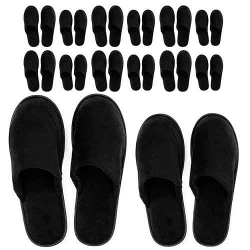 Indoor Spa Slippers 6?12 Pairs ? Unisex Washable, Non-Slip Closed Toe Disposable Slippers for Guests, Bathroom, Bedroom, Hotel, House, Bride, Travel and Shoeless Home