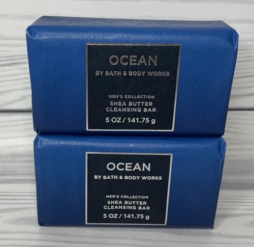Bath & Body Works Ocean Shea Butter Cleansing Bar Soap Set of 2 - Refreshing Fragrance, Moisturizing, 4.2 oz Each