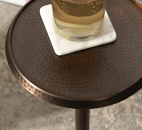 Kate and Laurel Sanzo Modern Pedestal Drink Table — 9x9x23, Bronze Hammered Iron