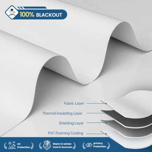 White Motorized Blinds with Remote Control - No Drill, Smart Roller Shades 34.5"W x 72"H