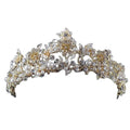 Vintage Gold Flower Bead Bridal Wedding Tiara Headband for Women