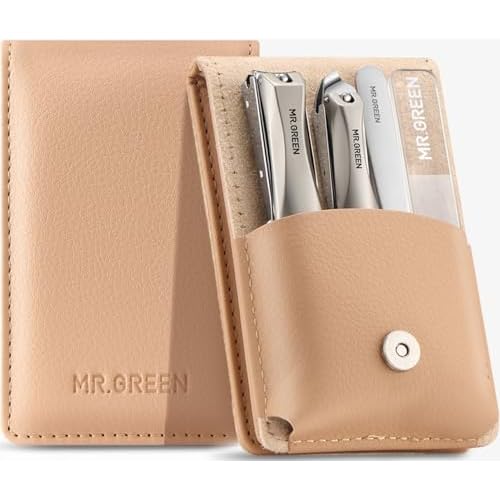 MR.GREEN 4 Pcs Nail Clipper Set Anti-Splash, Upgraded Nail Clippers with Nail File and Tweezers, Professional Fingernail & Toe Nail Clippers for Men & Women, Manicure Nail Kit with Premium Case